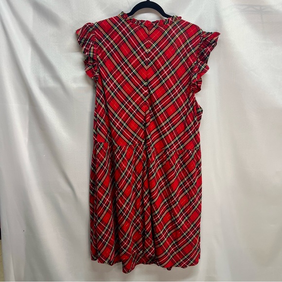 Vineyard Vines Red Plaid Tartan Ruffle Flutter Short Sleeve Dress 24 - Picture 4 of 6